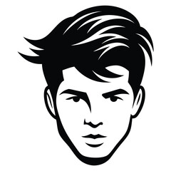 Silhouette of head facing, Handsome man cut silhouette vector illustration, Chic and Stylish Vector Gentleman, hairstyle