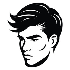 Silhouette of head facing, Handsome man cut silhouette vector illustration, Chic and Stylish Vector Gentleman, hairstyle