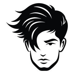 Silhouette of head facing, Handsome man cut silhouette vector illustration, Chic and Stylish Vector Gentleman, hairstyle