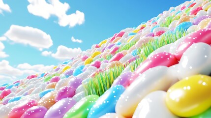 Colorful decorative objects hillside