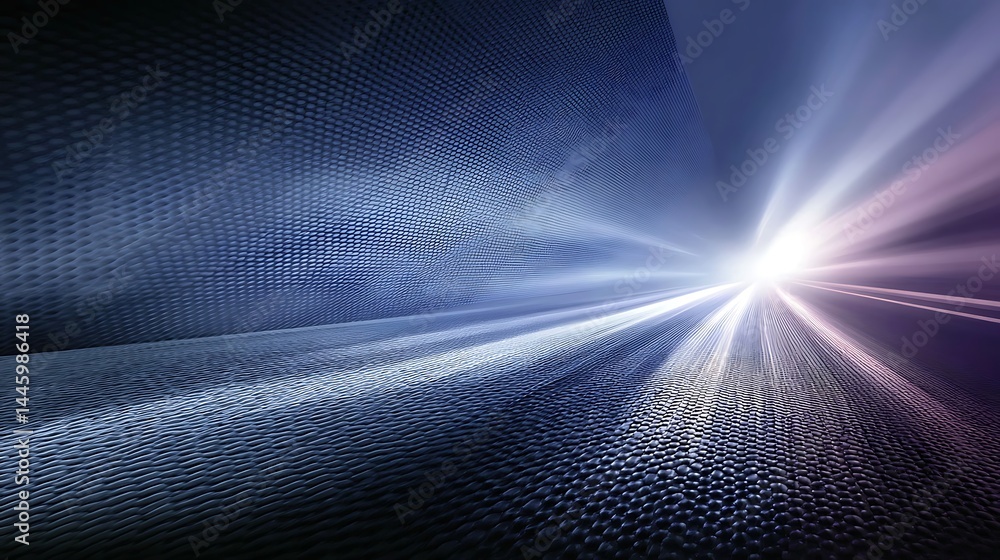 Poster abstract dark blue grid structure with light burst effect background