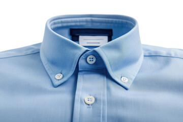 Crisp light blue oxford cloth button down shirt collar detail showcasing textured fabric and refined