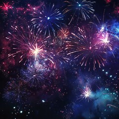 Fototapeta premium Vibrant Fireworks Night Sky Festive Celebration Display Brilliant Colorful Explosions Starry 