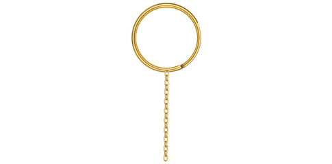 Realistic Golden Key Chain With Metal Ring Vector Illustration.	