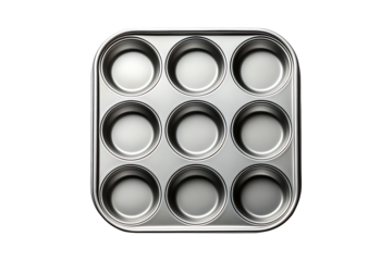 Muffin pan isolated on white or transparent background