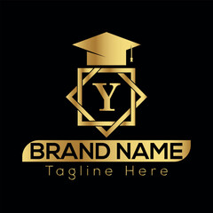 This graduation cap icon represents an education logo design, a business symbol for academic concept Y logo design 