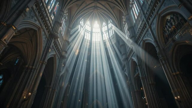 Impressive religious interior architectural photography majestic interior historical religious building high quality architectural image spiritual place interior vertical light rays dark tones