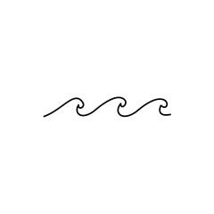 Wave sea line doodle. Hand drawn sketch water wave