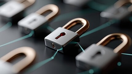 A vibrant digital scene shows padlock icons on a tech backdrop, highlighting the importance of cybersecurity today