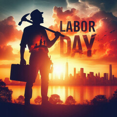 Happy Labor Day vector illustration, silhouette worker hands holding. International labour workers day celebration,  hand tools with worker hand.