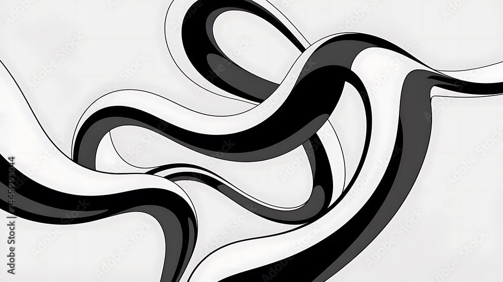 Poster abstract monochrome waves flowing design smooth curves and lines decorative background graphic style