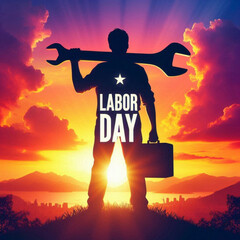 Happy Labor Day vector illustration, silhouette worker hands holding. International labour workers day celebration,  hand tools with worker hand.