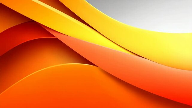 Abstract orange and yellow flowing ribbon shapes creating a dimensional modern background for graphic design purposes