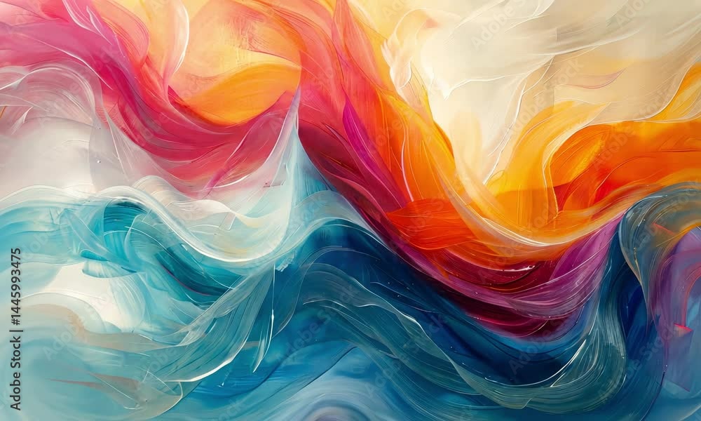 Poster colorful abstract art creation process showcasing vibrant hues and dynamic textures