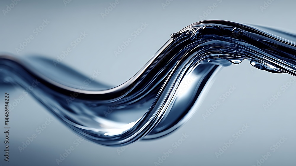 Poster abstract dynamic fluid wave clear surface with reflections and liquid shimmer