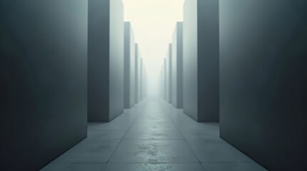 Obraz premium Neutral-toned foggy passageway — modern background for marketing, self-growth visuals or psychological design themes
