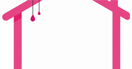 Obraz premium This charming vector illustration captures a moment of simple sweetness, like peeking through a dollhouse window or looking at a cute digital notification. A bold, cheerful pink frame element anchors 