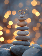 Obraz premium stones forming balanced tower