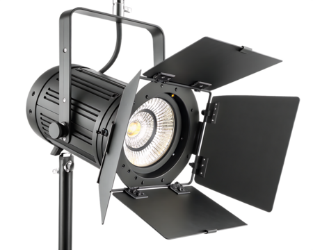 classic led spotlight with barn doors for stage light isolated on white background, PNG - Powered by Adobe