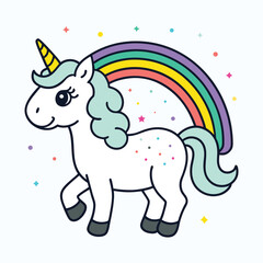 Cheerful Kawaii Unicorn – Mint Mane, Golden Horn & Rainbow Pastel Magic