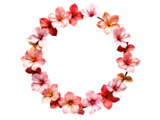 Floral Wreath Elegant Pink and Coral Flower Circle Frame
