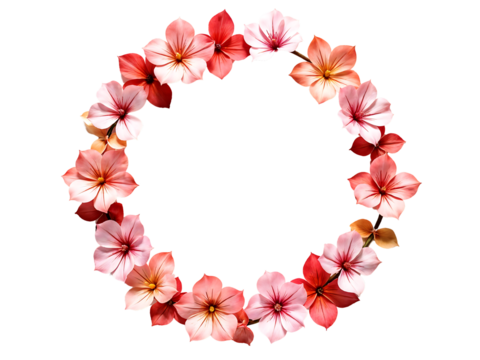 Floral Wreath Elegant Pink and Coral Flower Circle Frame - Powered by Adobe