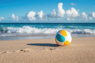 Obraz premium Beach ball on the sand near the ocean