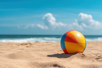 Obraz premium Beach ball on the sand near the sea