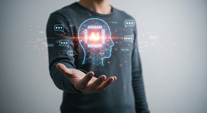  person holding a smartphone with glowing digital icons, representing social media interaction, online communication, and digital connectivity in daily life.