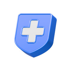 Cross Medical Shield pharmacy symbol 3d rendering