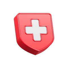 Obraz premium Cross Medical Shield pharmacy symbol 3d rendering