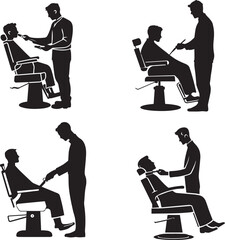 Barber cutting hair for Person silhouette vector