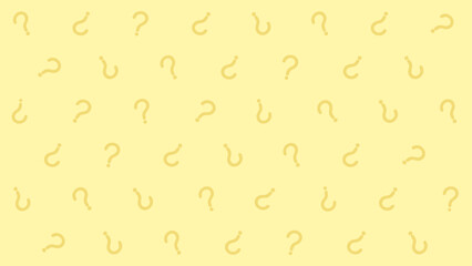 Yellow question marks scattered across a solid yellow background
