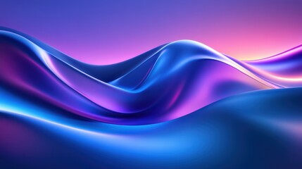 Obraz premium Abstract wavy shapes in vibrant purple and blue hues. Smooth, flowing forms create a sense of movement and depth. The gradient colors transition seamlessly, adding visual interest