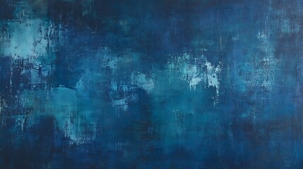 Abstract Indigo Painting with Textured Brush Strokes and Turquoise Accents Art