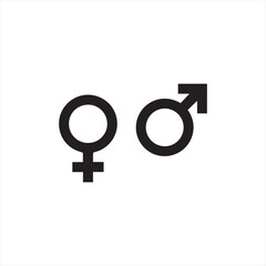 Female symbol icon. Male symbol icon. Woman or girl sign. Man or boy vector sign