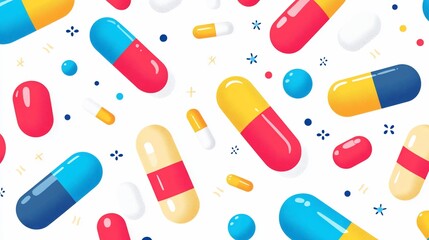 Vibrant Capsule Pattern: A Colorful Medical Illustration