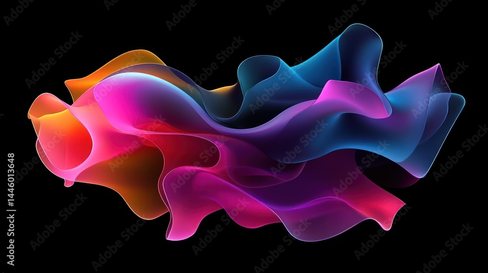 Poster abstract dynamic shapes in vibrant colors, flowing and overlapping
