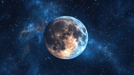 Fototapeta premium Majestic moon in cosmic nebula