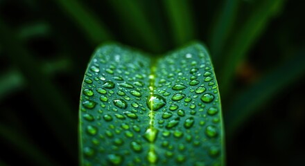 green leaf with water drops