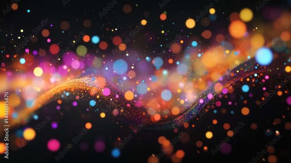 Aufkleber colorful abstract swirls of light particles on a dark background. many vibrant circles, dots, and sp