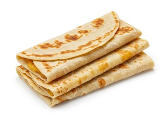 Fototapeta premium Stack of folded pancakes with filling isolated on white background