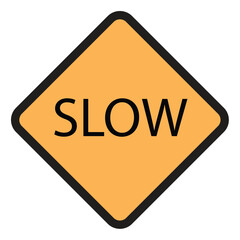 yellow slow road sign
