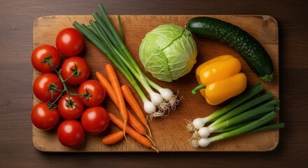 fresh vegetables on a wooden board