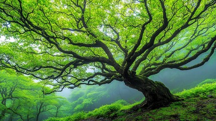 Fototapeta premium Majestic ancient tree in lush forest