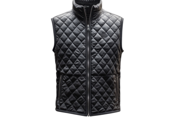 Sleek black quilted vest stylish men s fashion perfect for fall winter warmth Diamond pattern zipper
