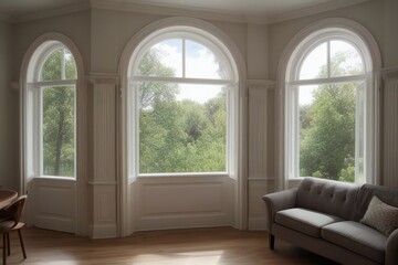 Arched window with flowery