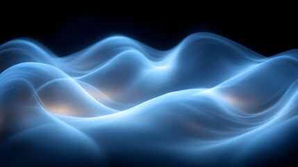 Abstract Blue Glowing Waves Dark Background