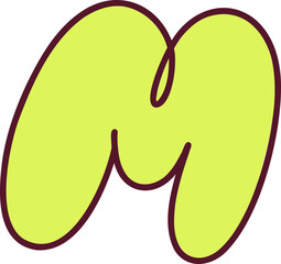 Playful Bubble Alphabet Letter 'M' with Lime Green Color and Bold Outline