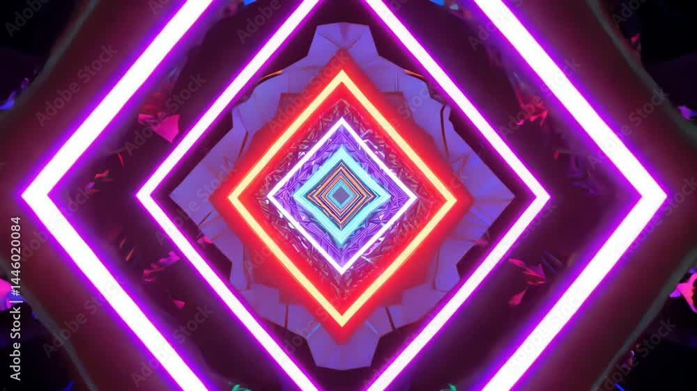 Aufkleber vibrant abstract neon kaleidoscope pattern in 3d rendering